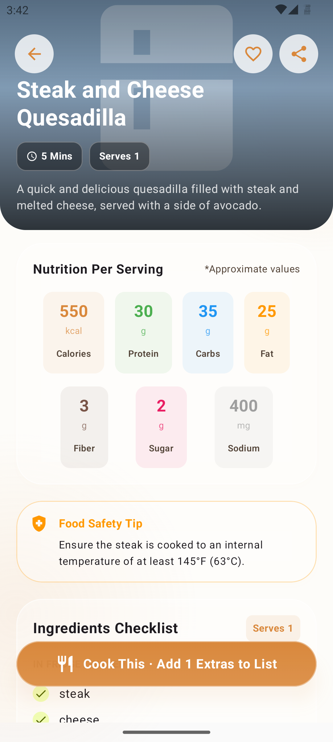 Recipe Screen